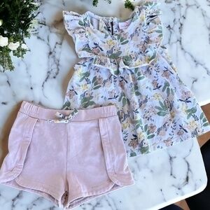 Tommy Bahama Toddler Girl Size 2T Matching Top & Shorts Set Floral Blush
